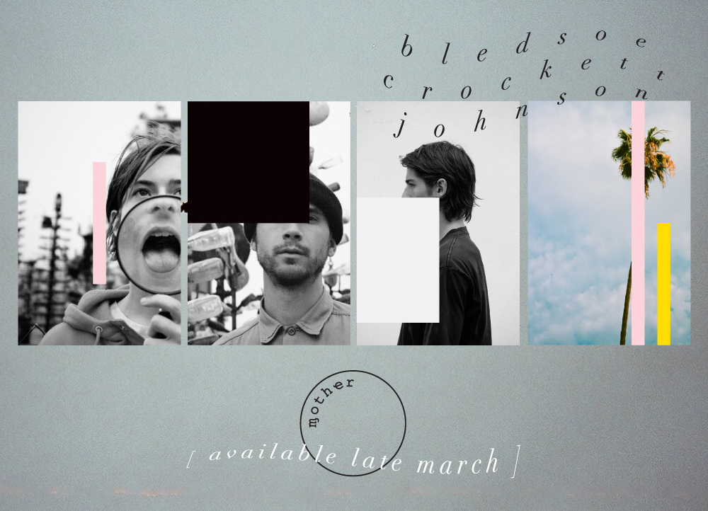 Press release for the Mother Collective skateboard company featuring obscured black and white portraits of Tyler Bledsoe, Gilbert Crockett and Jake Johnson.