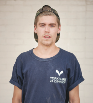 Paul 'Wapo' Watson wearing a Division 24 Skate Store t-shirt shirt.